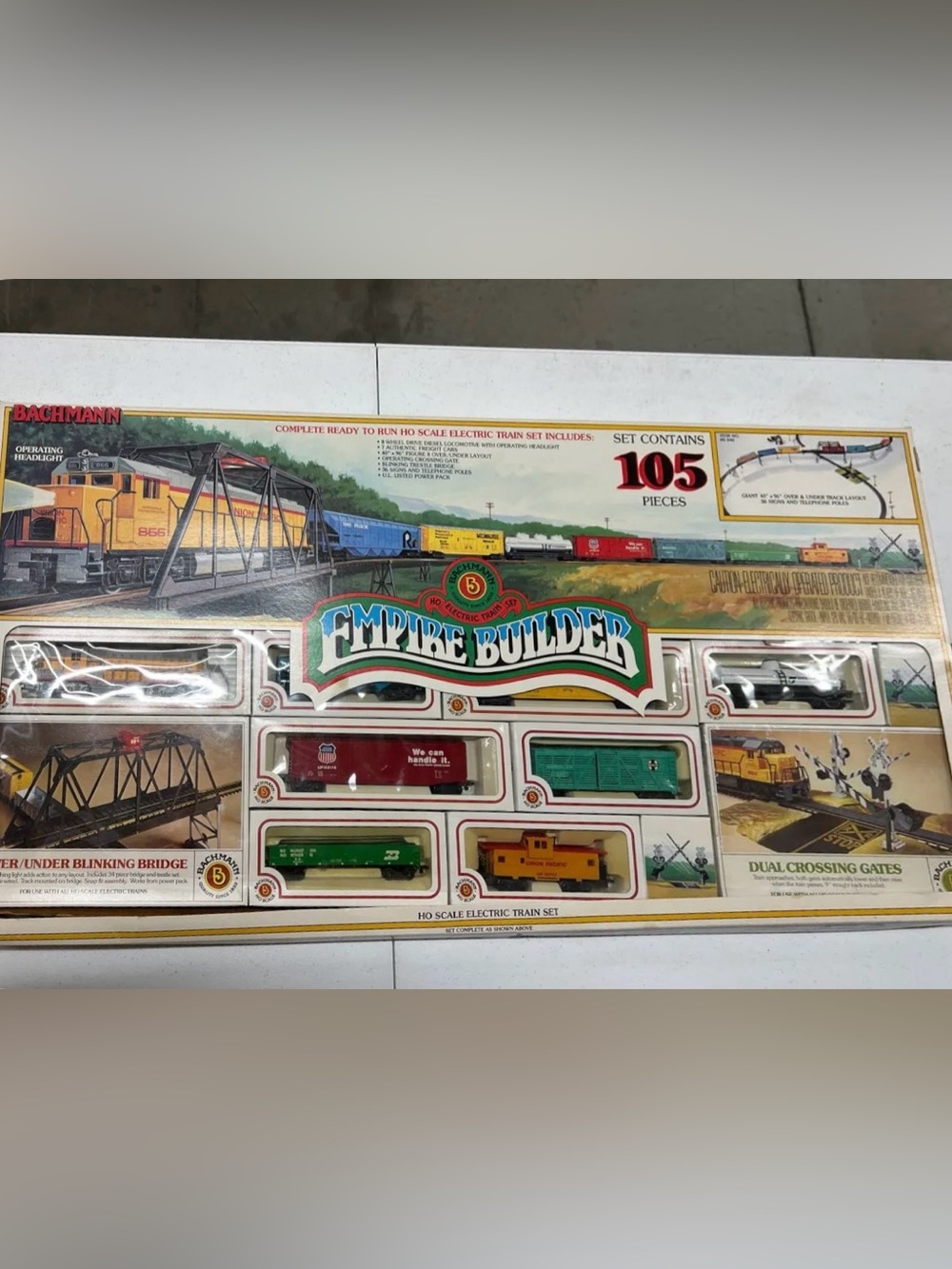Vintage Bachmann Rail Builder HO Electric Train Set • Diesel Engine + 7 Cars